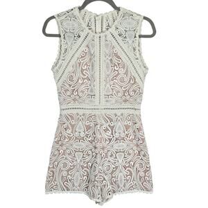 Alexis McKenna Eyelet Lace Bridal Playsuit Romper M White Coquette Feminine NWT